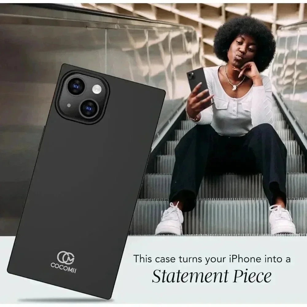 Cocomii Rectangle Case For iPhone‎ 15 Plus Silicone Luxury Slim Shockproof Black